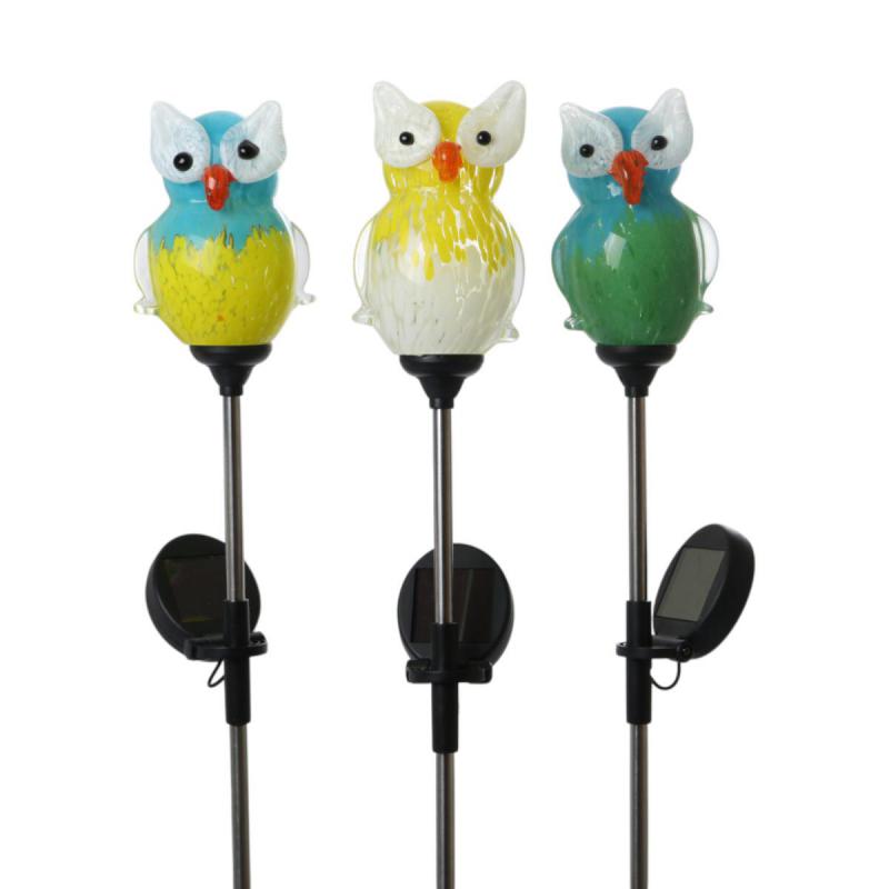 Solarleuchte-Eule am Stick Farbmix